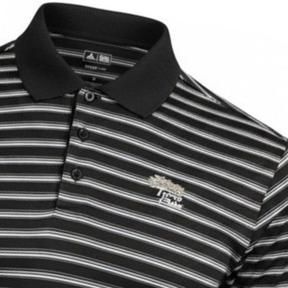 Adidas Climalite Golf Polo Men Medium Black White Striped Torrey Pines Shirt